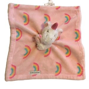 Unicorn Plush Lovey Woobie Security Fleece Baby Blanket Rainbow Pink Snuggle Toy
